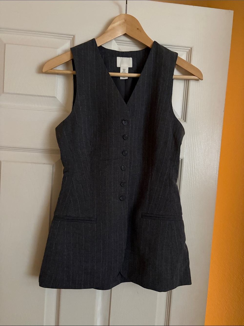 H&M Sleeveless Pinstripe Button Front Vest Top